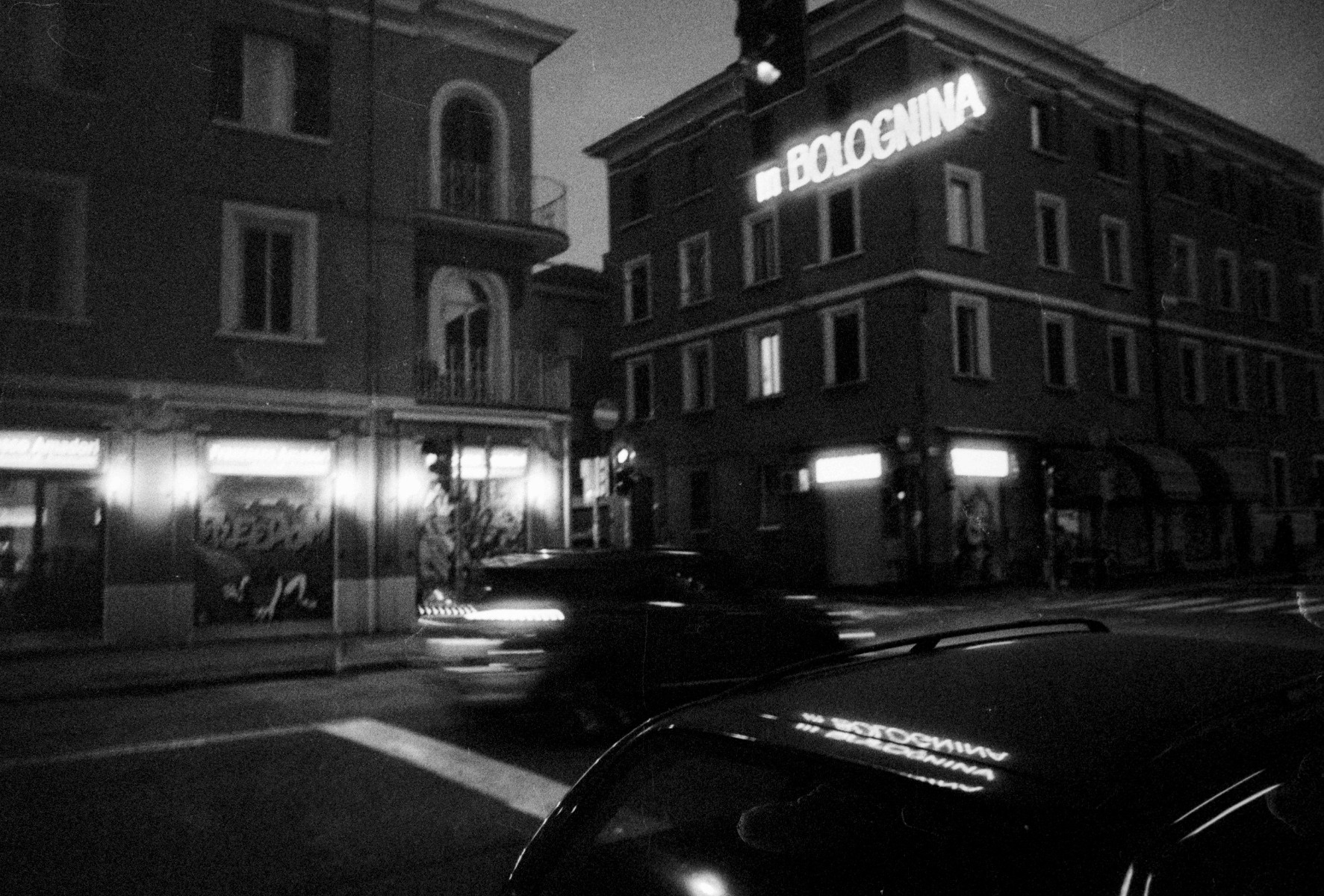 a picture of Bolognina by night