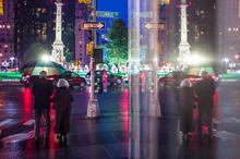 New York, rain, umbrella