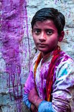 India, Barsana, Holi Festival, Portrait