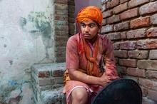 India, Barsana, Holi Festival, Portrait