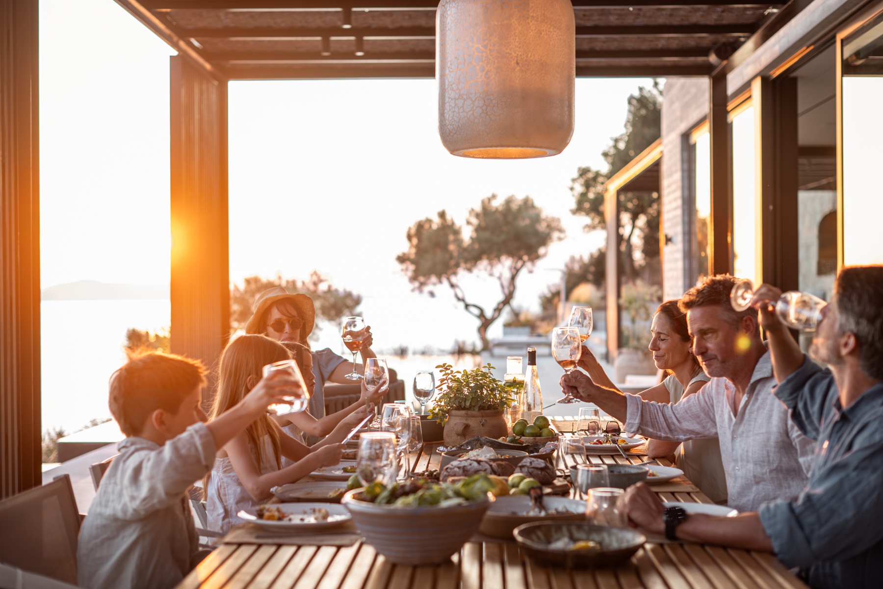 In this picture: Dinner Gathering, Bliss House, Crete, Greece. Picture taken in Crete, Greece.
