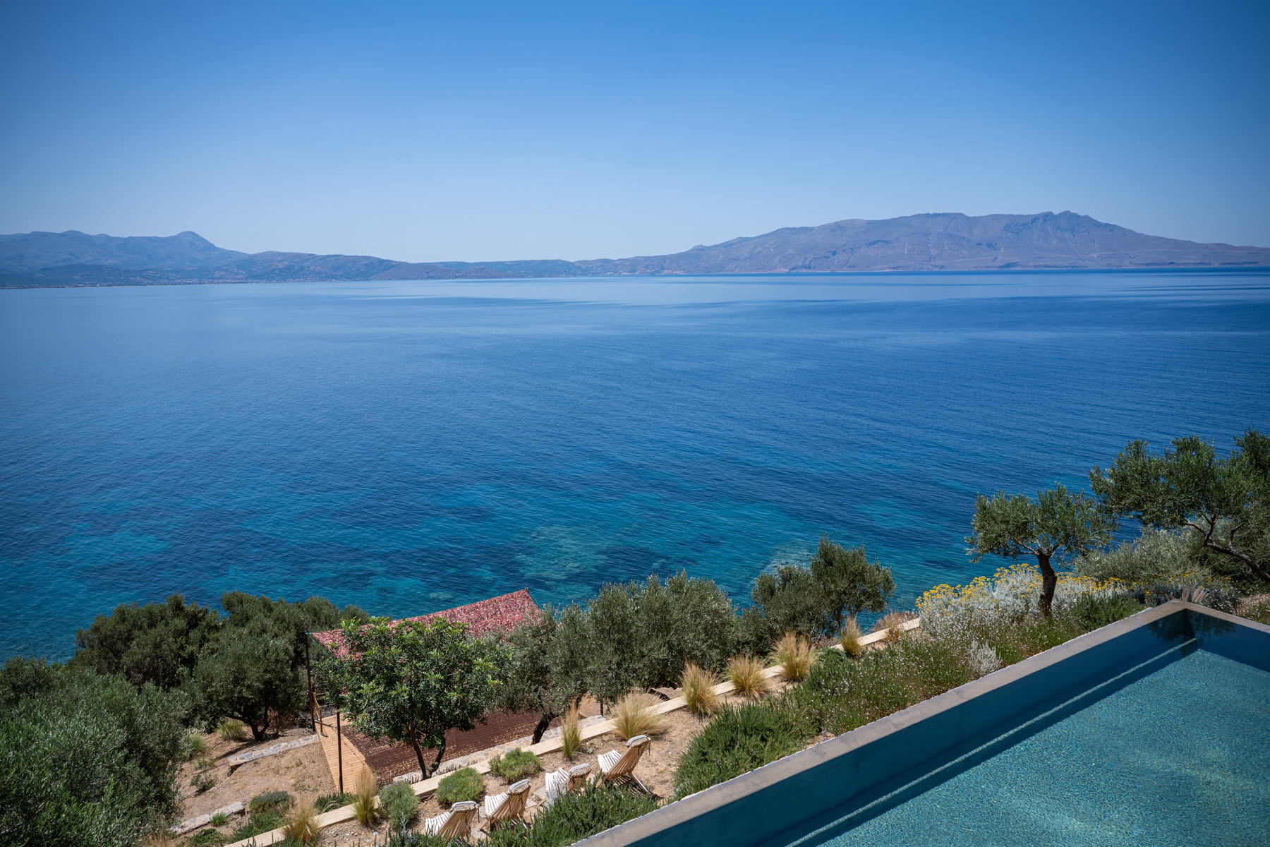 In this picture: Garden and Pool, Bliss House, Crete, Greece. Picture taken in Crete, Greece.